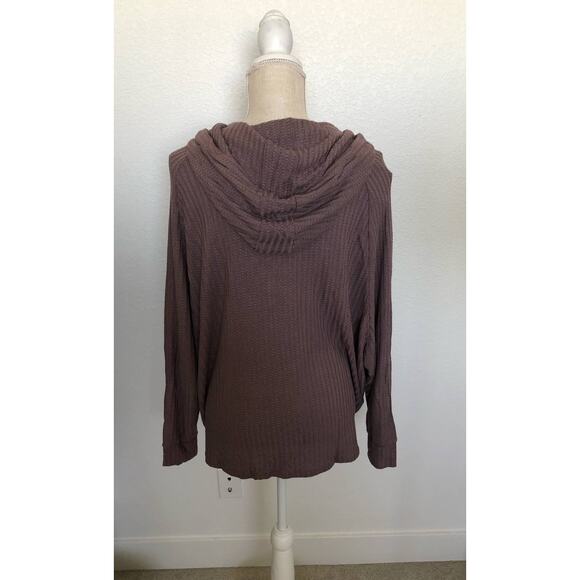 Chaser Lavender Waffle Weave Dolman Sleeve Thermal High-Low Top - M - Picture 4 of 7